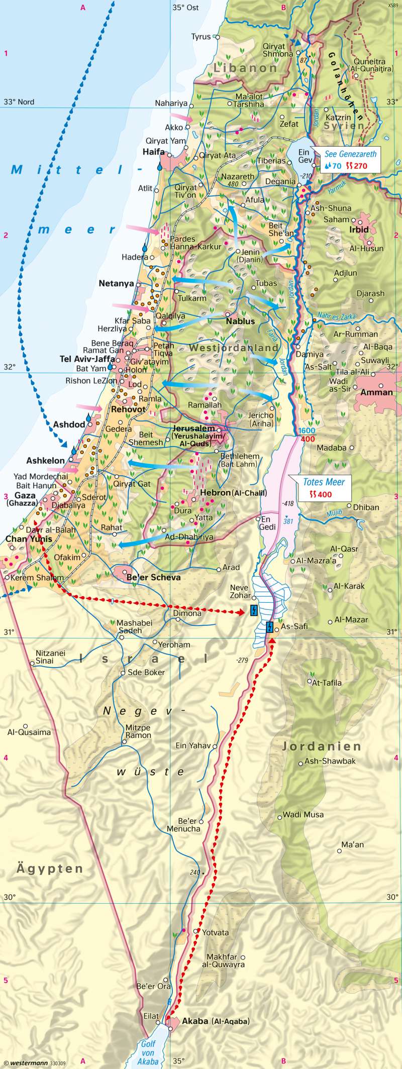 Diercke Weltatlas Kartenansicht Israel Palastina Lebensgrundlage Wasser 978 3 14 8 176 2 1