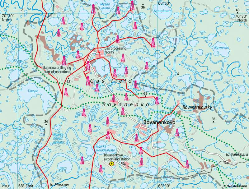 Northwestern Siberia | Extraction of natural gas | Regional development | Karte 115/3