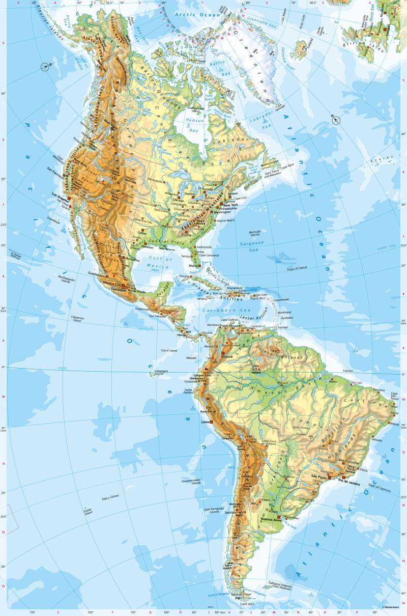 Diercke Weltatlas Kartenansicht The Americas Physical Map 978 3 