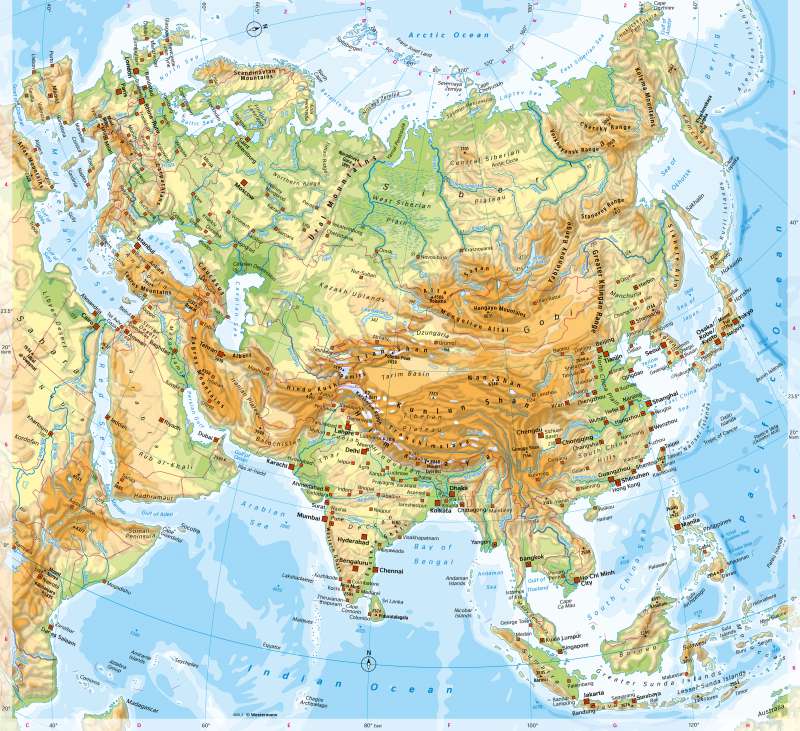 Eurasia | Physical map | Topographic orientation | Karte 116/2