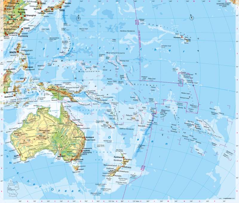 Diercke Weltatlas - Kartenansicht - Australien/Ozeanien - Physische