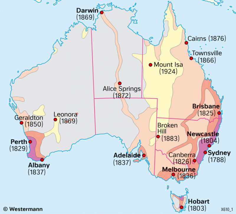 Australia | Immigration | Economy and land use | Karte 165/6