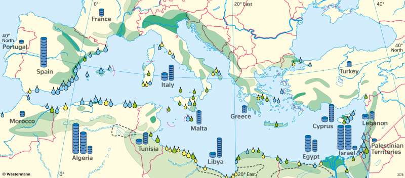 The Mediterranean | Water supply | Water scarcity and water stress | Karte 106/1