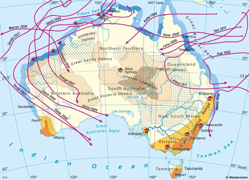 Australia | Natural risks and hazards | Hazardous environment | Karte 166/1