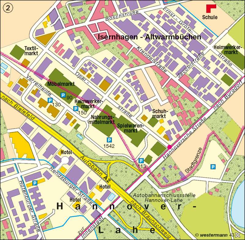 Altwarmbüchen | Verbraucher- und Fachmärkte | Region Hannover | Karte 32/2