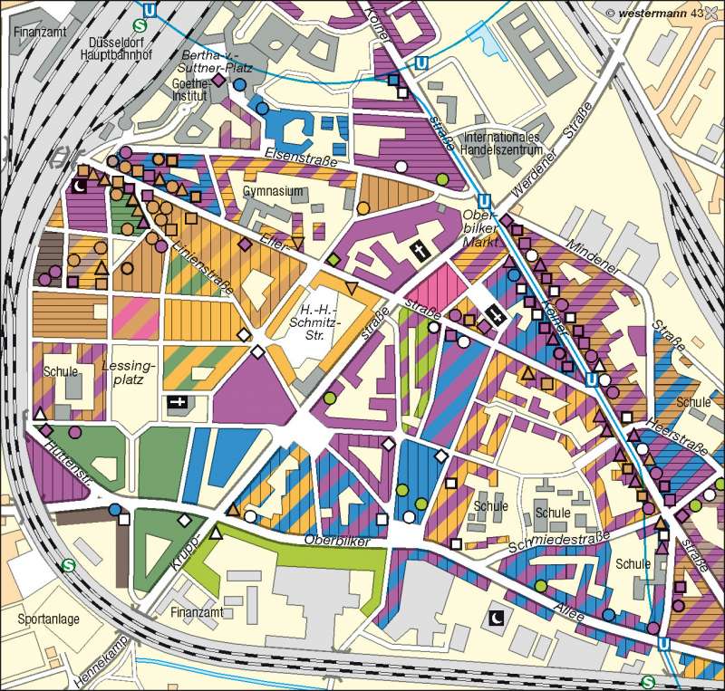 Düsseldorf-Oberbilk | multikulturelles Stadtviertel | Deutschland - Bevölkerungsdynamik | Karte 73/7
