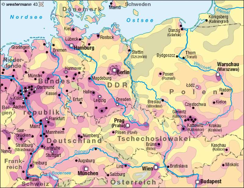 Bevölkerungsdichte 1970 | | Deutschland - Bevölkerungsdichte | Karte 74/4