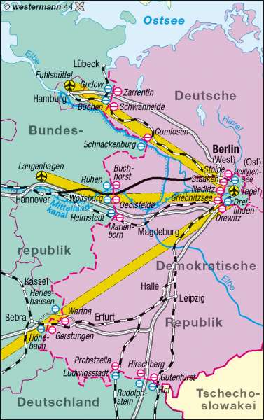Berlins Verbindungen zur BRD bis 1990 | | Deutschland - politisch | Karte 75/5