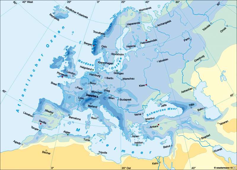 Europa | Niederschläge im Jahr | Europa - Klima | Karte 81/3