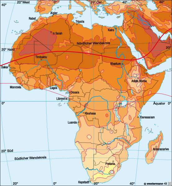 Temperaturen im Juli | | Afrika - Klima | Karte 132/2