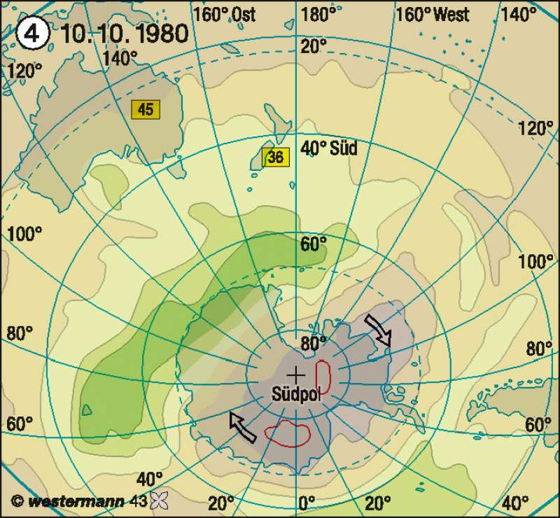 Antarktisches Ozonloch 1980 | | Australien und Ozeanien - physische Übersicht | Karte 183/4