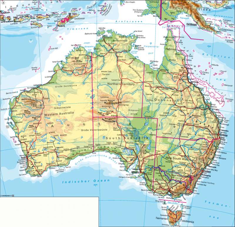 Diercke Weltatlas Kartenansicht Australien Physisch 978 3 14 8 184 4 0