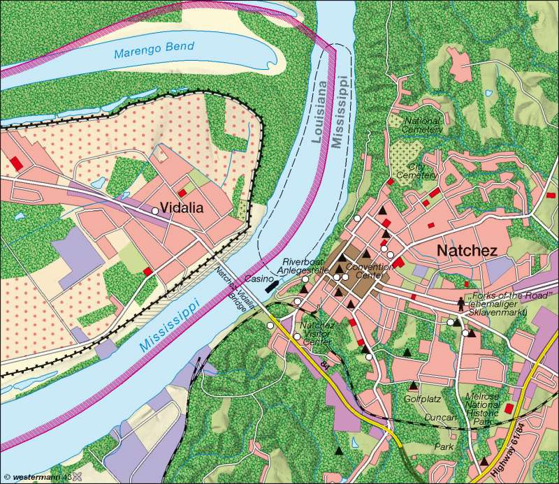 Natchez | ländliche Kleinstadt im Süden | USA - Mittelwesten/Süden - Landwirtschaft | Karte 204/4