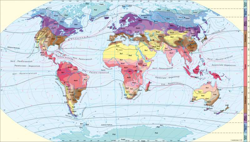 Diercke Weltatlas - Kartenansicht - Klimate der Erde nach Siegmund