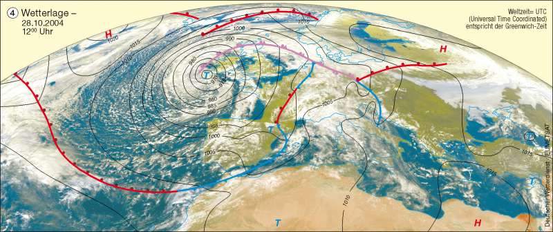 Wetterlage | 28.10.2004 | Erdatmosphäre/Wetterbeobachtung | Karte 233/4