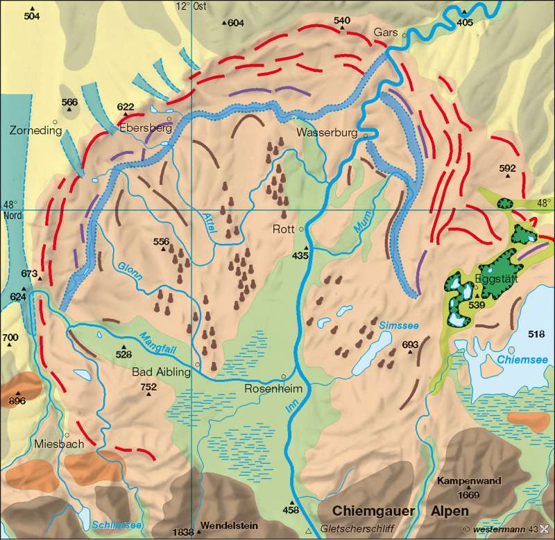 Inntal | alpine Vorlandvergletscherung | Deutschland – Geologie/Eiszeitformen | Karte 37/3
