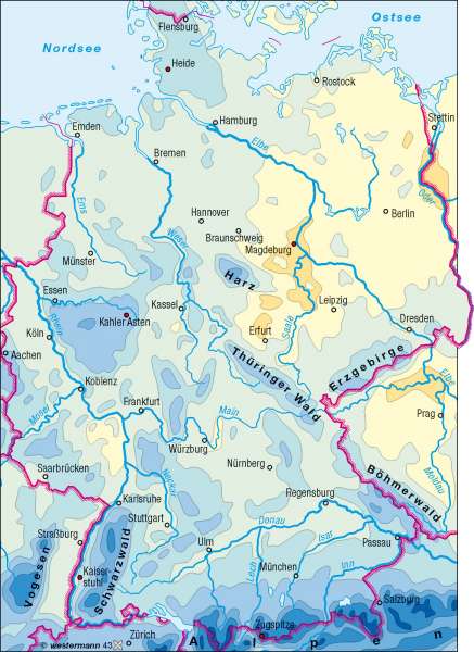 Niederschläge im Jahr | | Deutschland – Klima/Klimaelemente/Stadtklima | Karte 41/2