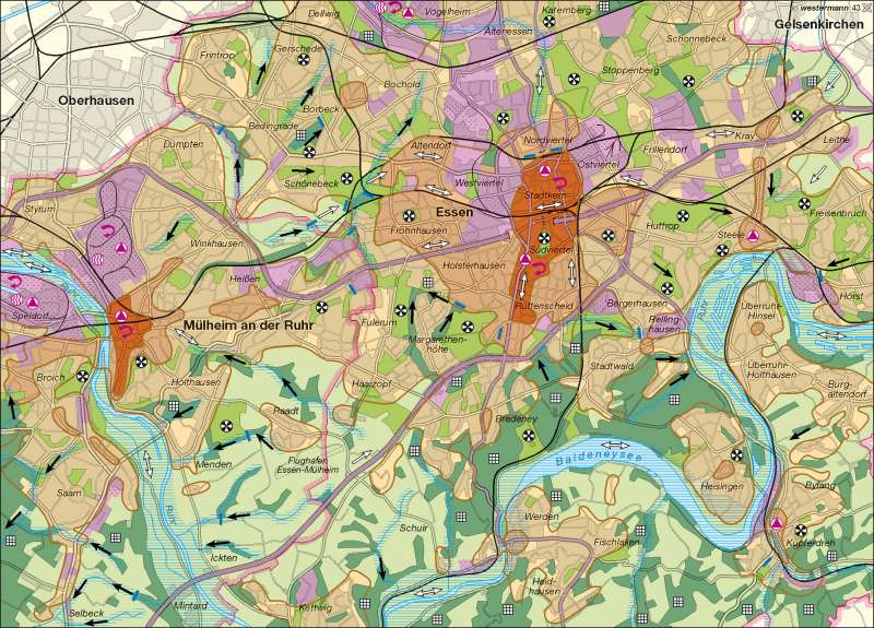 Essen/Mülheim | Stadtklima | Deutschland – Klima/Klimaelemente/Stadtklima | Karte 41/3