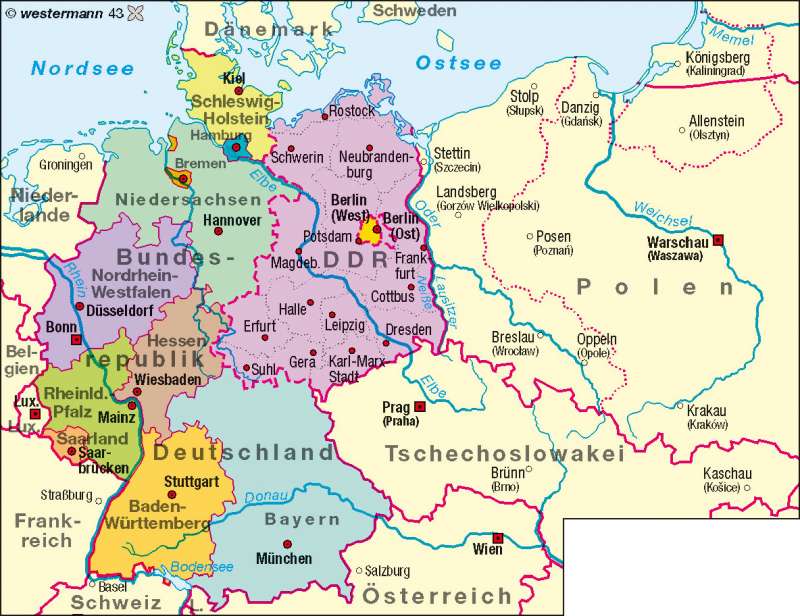 Bundesrepublik Deutschland/DDR bis 1990 | | Deutschland – politisch | Karte 58/3