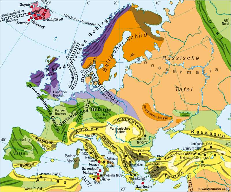 Tektonik |  | Europa – physische Übersicht | Karte 63/3