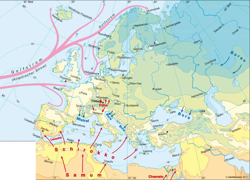 Temperaturen im Januar | | Europa – Klima | Karte 64/1