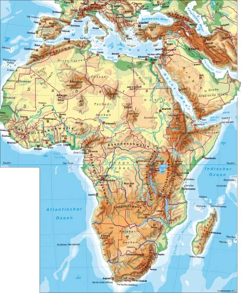 gebirge in afrika karte Diercke Weltatlas Kartenansicht Afrika Physische Ubersicht 100750 101 1 0 gebirge in afrika karte
