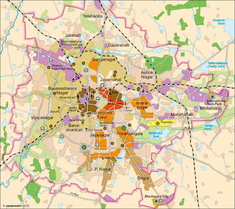 Bangalore (Bengaluru) | Weltmarktintegration und Fragmentierung | Indien | Karte 130/3