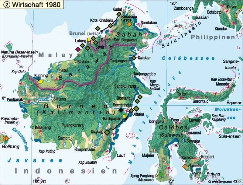 Borneo | Wirtschaft 1980 | Südostasien – Wirtschaft | Karte 143/2