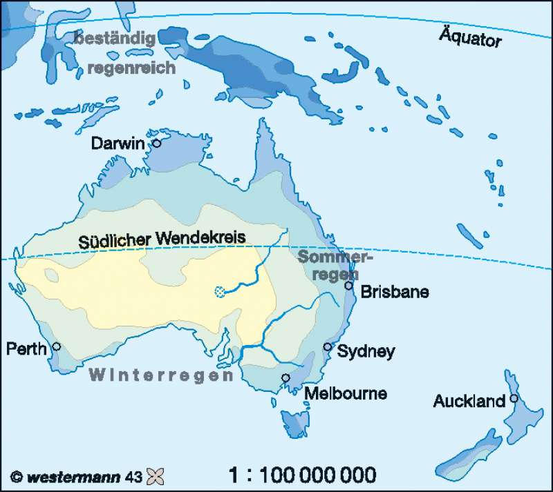 Niederschläge im Jahr | | Australien/Neuseeland – Wirtschaft und Klima | Karte 146/2