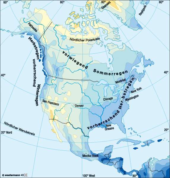 Niederschläge im Jahr | | Nord- und Mittelamerika – Klima | Karte 150/3