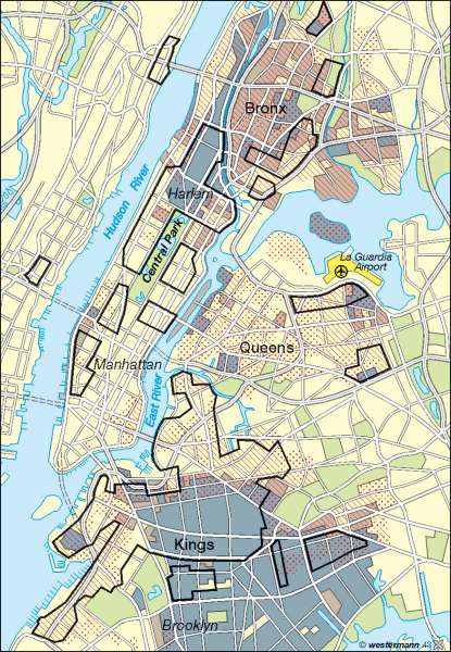New York | kulturgeprägte Wohngebiete | USA – Städte | Karte 159/2