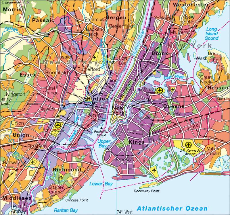 New York | Bevölkerungsdichte | USA – Städte | Karte 159/3