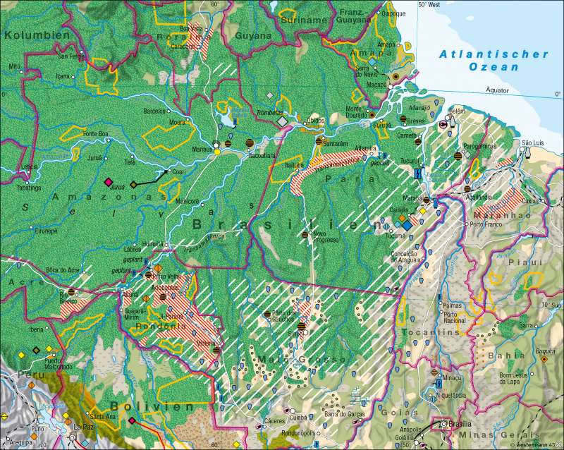 Amazonien | Eingriff in den tropischen Regenwald | Südamerika – Klima/Brasilien | Karte 169/5