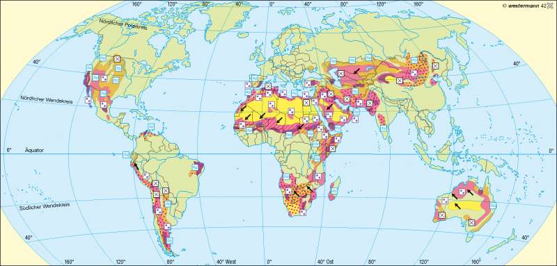 Desertifikation (Wüstenbildung) |  | Erde – reale Vegetation/Landnutzung | Karte 180/2