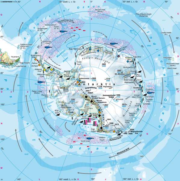 Südpolargebiet (Antarktis) | | Erde - Polargebiete | Karte 43/4