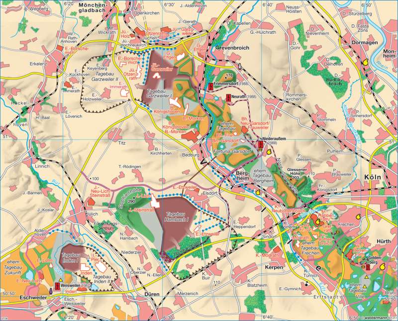Rheinisches Braunkohlenrevier | Landschaftswandel | Deutschland - Energiewirtschaft | Karte 73/4