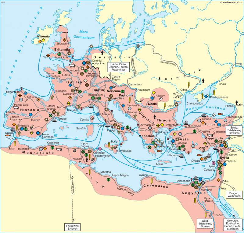 Handel und Wirtschaft im Römischen Reich |  | Europa - Antike | Karte 87/2