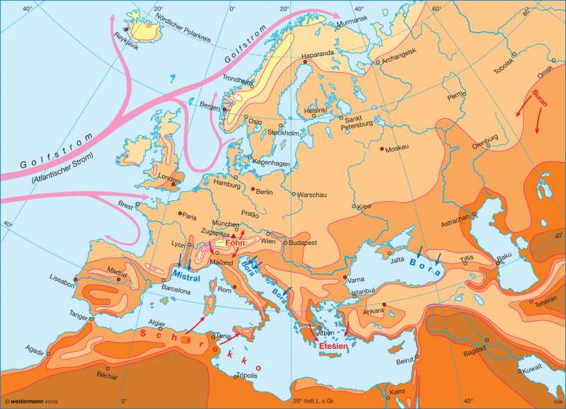 Temperaturen im Juli | | Europa - Klima | Karte 98/2