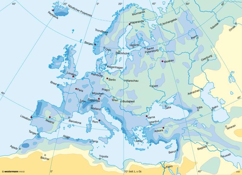 Niederschläge im Winterhalbjahr | | Europa - Klima | Karte 99/3