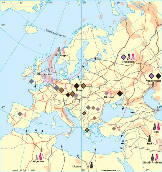 Nicht erneuerbare Energierohstoffe | | Europa - Wirtschaft und Energie | Karte 103/2