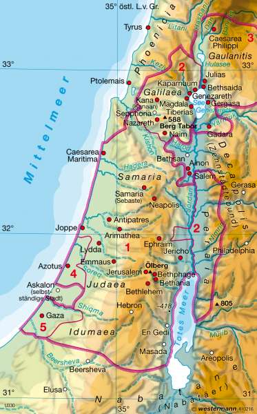 Palästina Alte historische Landkarte 1896 Jerusalem See Genezareth M5 