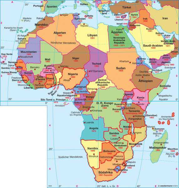Weltkarte Afrika Länder | Rurradweg Karte