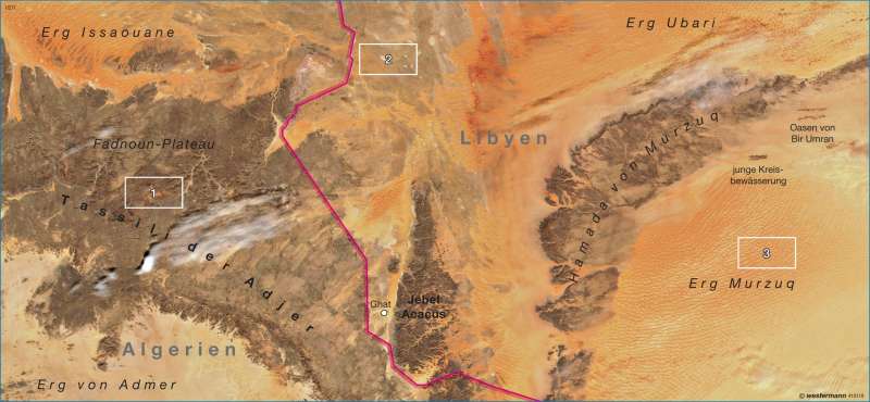 Sahara | Wüstenarten im Satellitenbild | Sahara und Sahel | Karte 174/2