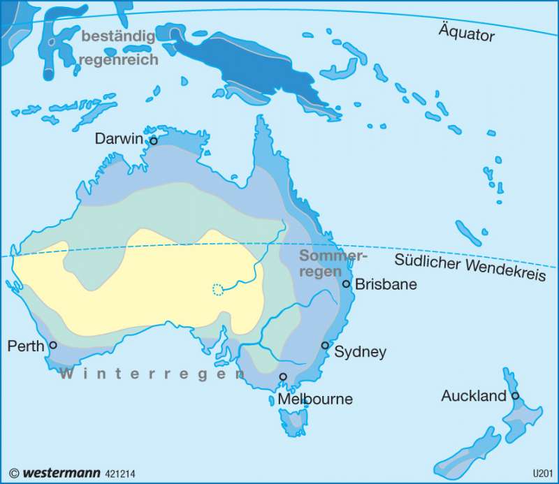 Niederschläge im Jahr | | Australien und Neuseeland - Wirtschaft | Karte 186/2