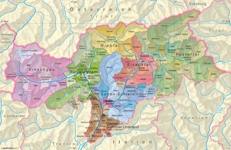 Südtirol Karte Regionen - goudenelftal