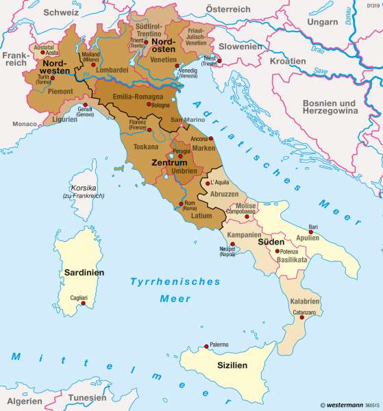 Bevölkerungsdynamik | Außenwanderungssaldo | Italien – Wirtschaft und Bevölkerung | Karte 57/5