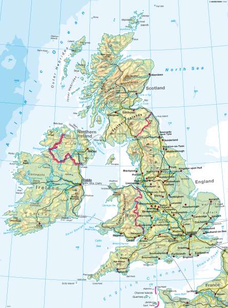 British Isles — Physical map |  | British Isles - Physical map | Karte 14/1