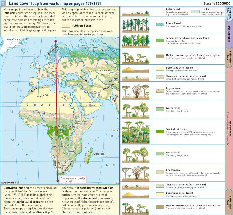Land cover |  | Natural vegetation and agriculture | Karte 18/1