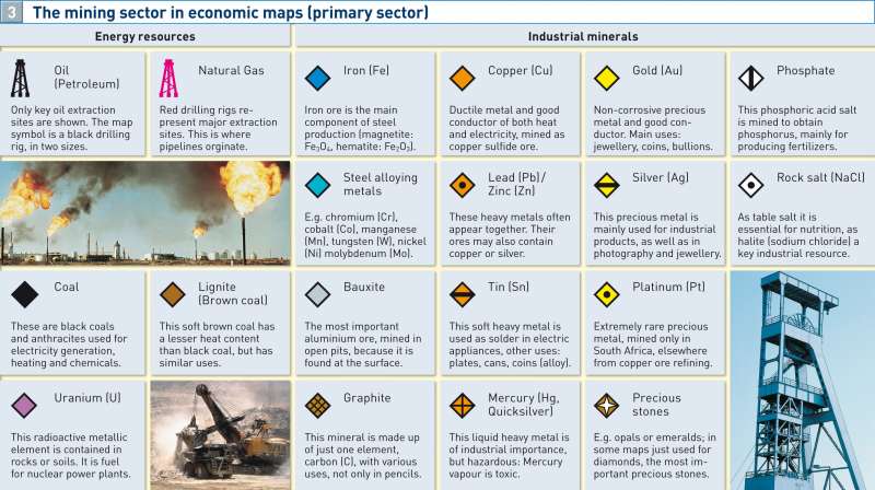 The mining sector in economic maps (primary sector) |  | Economic maps | Karte 21/3