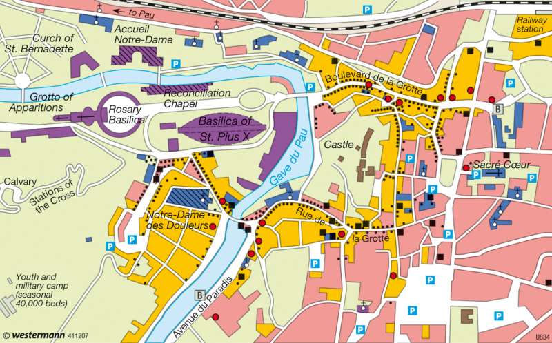 Diercke Weltatlas - Kartenansicht - Lourdes — Pilgrimage town - - 978-3 ...